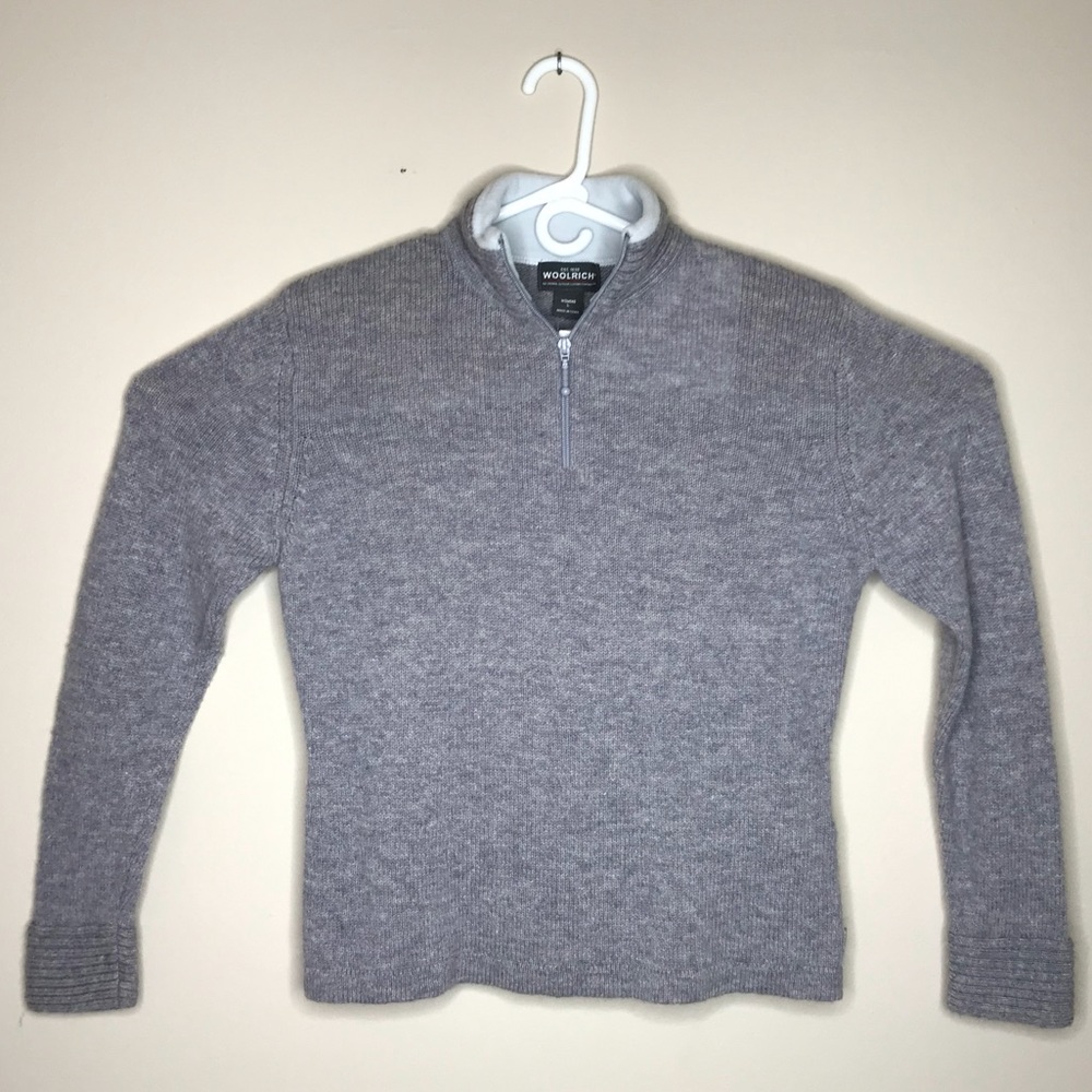 Woolrich Women’s 1/4 Zip Gray Sweater Large Wool